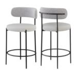 Beacon Vegan Leather And Boucle Fabric Upholstered Bar / Counter Stools In Taupe - Image 10