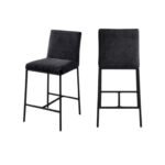 Reeves Chenille Fabric Upholstered Counter Stool In Black - Image 9