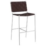 Adelaide Upholstered Pub Height Bar Stool Brown and Chrome - Image 2