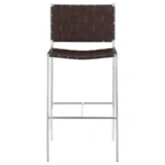 Adelaide Upholstered Pub Height Bar Stool Brown and Chrome