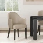 Hillman Wood Vegan Leather and Velvet Armchair In Sand - Image 6