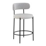 Beacon Vegan Leather And Boucle Fabric Upholstered Bar / Counter Stools In Taupe - Image 2