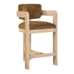 Sacha Velvet Upholstered Counter Stool In Saddle - Image 3