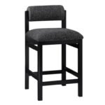 Roundhill Linen Textured Fabric Upholstered Counter Stool In Black - Image 3