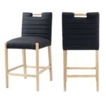 Aimee Vegan Leather Upholstered Counter Stool In Black - Image 2