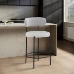 Beacon Vegan Leather And Boucle Fabric Upholstered Bar / Counter Stools In Taupe - Image 9