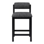 Roundhill Linen Textured Fabric Upholstered Counter Stool In Black