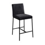 Reeves Chenille Fabric Upholstered Counter Stool In Black - Image 2