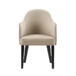 Hillman Wood Vegan Leather and Velvet Armchair In Sand