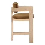 Sacha Velvet Upholstered Counter Stool In Saddle - Image 4