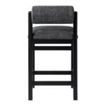 Roundhill Linen Textured Fabric Upholstered Counter Stool In Black - Image 5