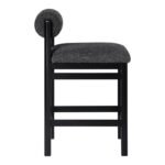 Roundhill Linen Textured Fabric Upholstered Counter Stool In Black - Image 4