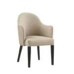 Hillman Wood Vegan Leather and Velvet Armchair In Sand - Image 2