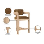 Sacha Velvet Upholstered Counter Stool In Saddle - Image 8