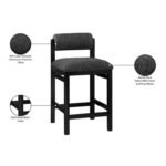 Roundhill Linen Textured Fabric Upholstered Counter Stool In Black - Image 8