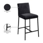 Reeves Chenille Fabric Upholstered Counter Stool In Black - Image 7