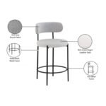 Beacon Vegan Leather And Boucle Fabric Upholstered Bar / Counter Stools In Taupe - Image 7