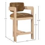 Sacha Velvet Upholstered Counter Stool In Saddle - Image 9