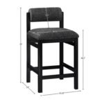 Roundhill Linen Textured Fabric Upholstered Counter Stool In Black - Image 9