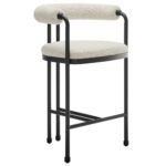 Turin Curved Back Boucle and Metal Counter Stool In Black Pearl - Image 2