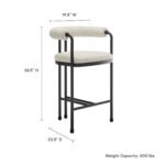 Turin Curved Back Boucle and Metal Counter Stool In Black Pearl - Image 7