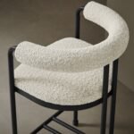 Turin Curved Back Boucle and Metal Counter Stool In Black Pearl - Image 9