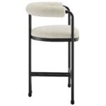 Turin Curved Back Boucle and Metal Counter Stool In Black Pearl - Image 3