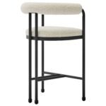Turin Curved Back Boucle and Metal Counter Stool In Black Pearl - Image 4