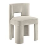 Zuno Velvet Upholstered Dining Chair In Cream - Image 3