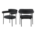 Blake Boucle Fabric Upholstered Dining Chair In Black