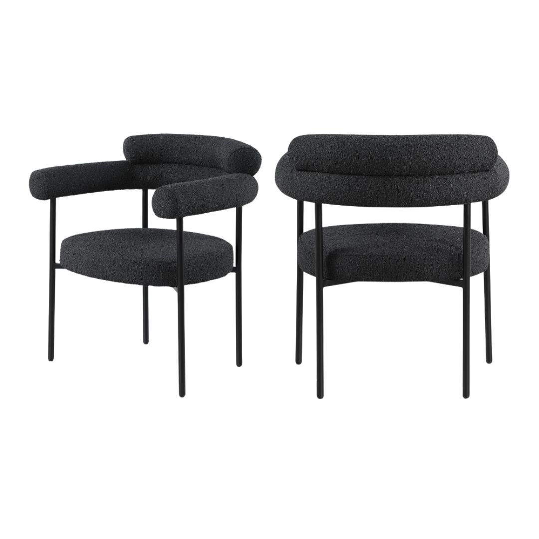 1-198 Blake Boucle Fabric Upholstered Dining Chair In Black - Image 1