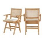 Abby Vegan Leather Upholstered Dining Arm Chair In Cream - Image 11