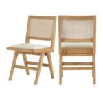 Abby Vegan Leather Upholstered Dining Arm Chair In Cream