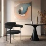 Blake Boucle Fabric Upholstered Dining Chair In Black - Image 9