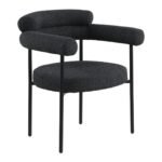 Blake Boucle Fabric Upholstered Dining Chair In Black - Image 3