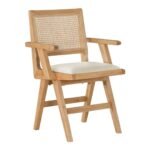 Abby Vegan Leather Upholstered Dining Arm Chair In Cream - Image 3