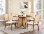 Butterfly Linen Textured Fabric Upholstered Dining Chair In Walnut - Image 10