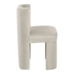 Zuno Velvet Upholstered Dining Chair In Cream - Image 4