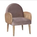 Sheesham Wood Emmeline Velvet Armchair