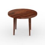 Round Solid Wood Dining Table with Tapered Legs – Elegant & Space-Smart Design