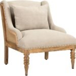 Nkuku Elbu Linen Armchair in Stone