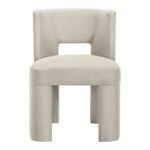 Zuno Velvet Upholstered Dining Chair In Cream - Image 2