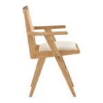 Abby Vegan Leather Upholstered Dining Arm Chair In Cream - Image 4