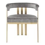 Marcello Velvet Upholstered Dining Chair In Grey - Image 2