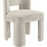 Zuno Velvet Upholstered Dining Chair In Cream - Image 7