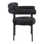 Blake Boucle Fabric Upholstered Dining Chair In Black - Image 4