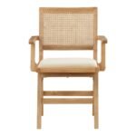 Abby Vegan Leather Upholstered Dining Arm Chair In Cream - Image 2