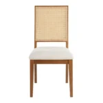 Butterfly Linen Textured Fabric Upholstered Dining Chair In Walnut - Image 2