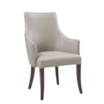 Connie Wood Vegan Leather and Velvet Armchair In Light Grey - Image 2