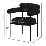 Blake Boucle Fabric Upholstered Dining Chair In Black - Image 8